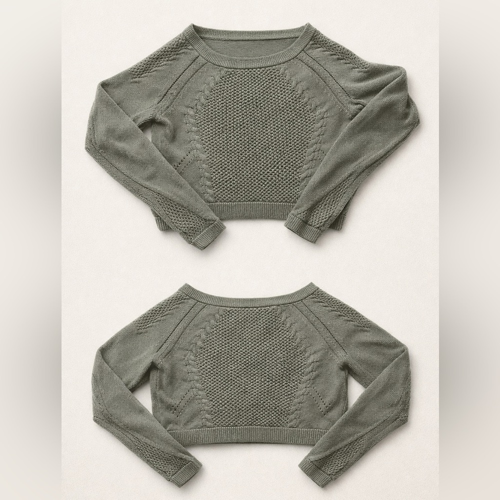 Lululemon Cropped Knit Sweater | Sage Green | Cozy + Cute